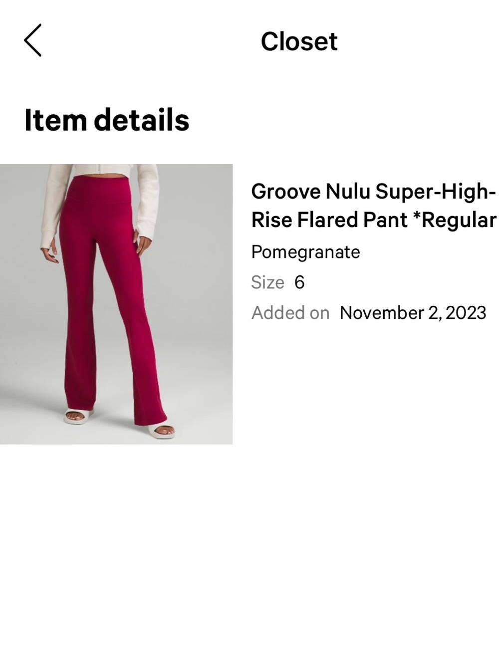 lululemon Groove Nulu Super-High-Rise Flare Pant in Pomegranate